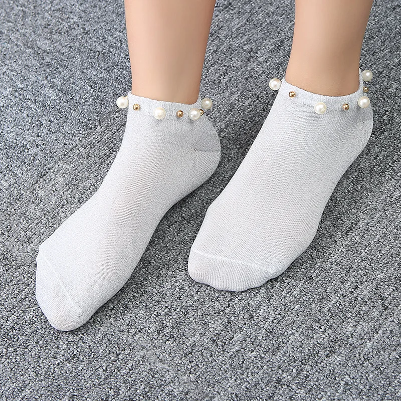 2024 Новинка модные женские хлопковые носки с бусинами