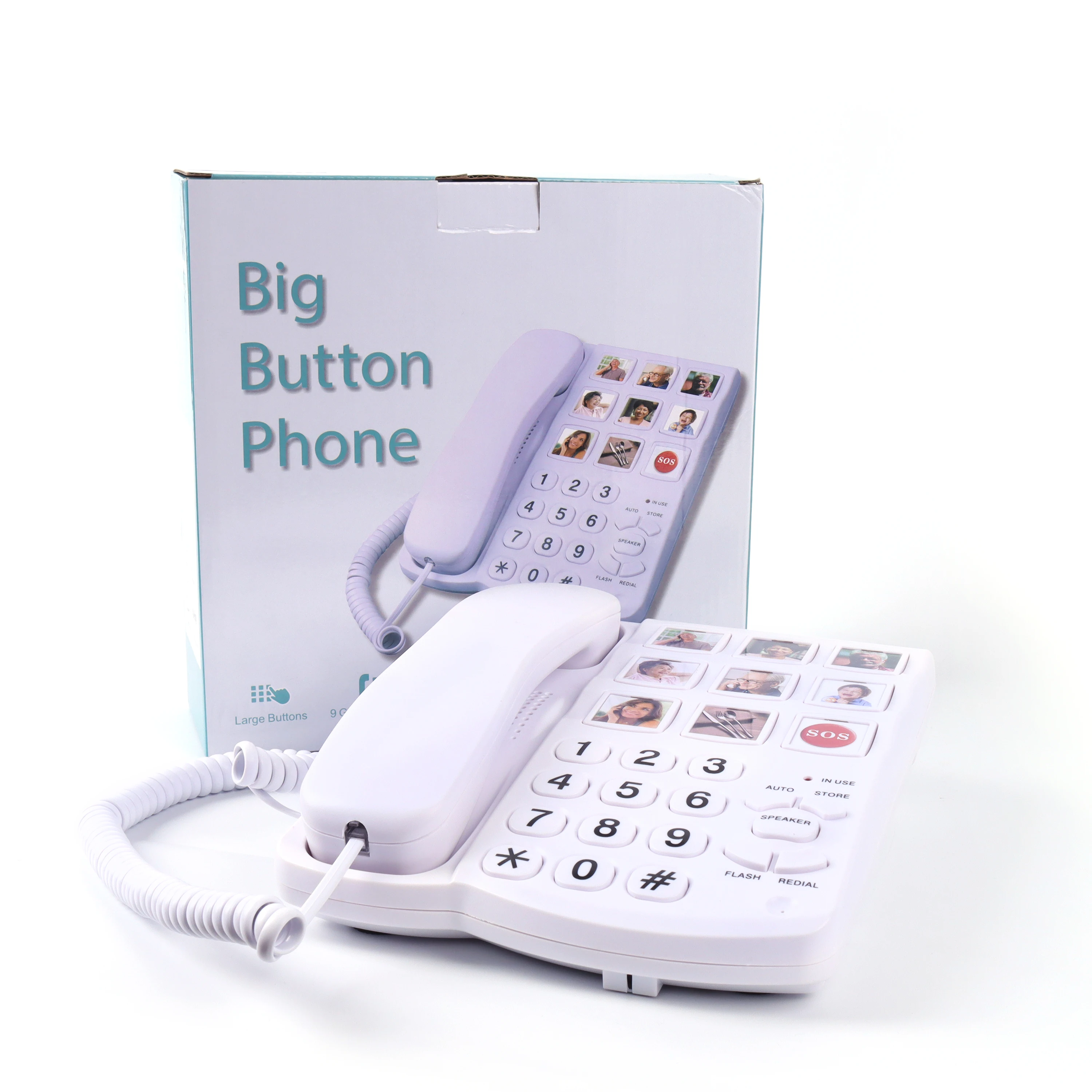 Big Button Large Number With Photos Desktop Landline Phone For Elder Child One Touch Dial Emergency Call Corded Telephones