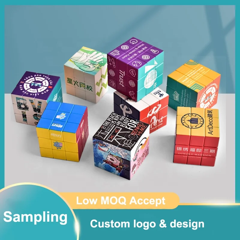 Custom Logo 3x3 Magic Cube Mini UV Print Puzzle Toy DIY 3D for Promotion Marketing Gift Set Items