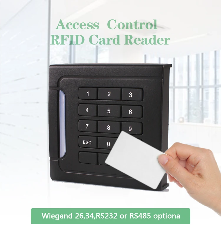 Wiegand26/34 RFID Chip Card Reader Access Control With Doorbell RFID Reader Waterproof Keypad Access Control