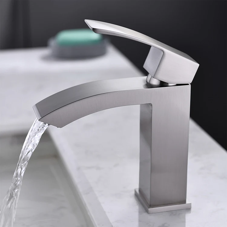 Grifo monomando para lavabo de baño cuadrado con función fría y caliente de acero inoxidable SUS 304 moderno
