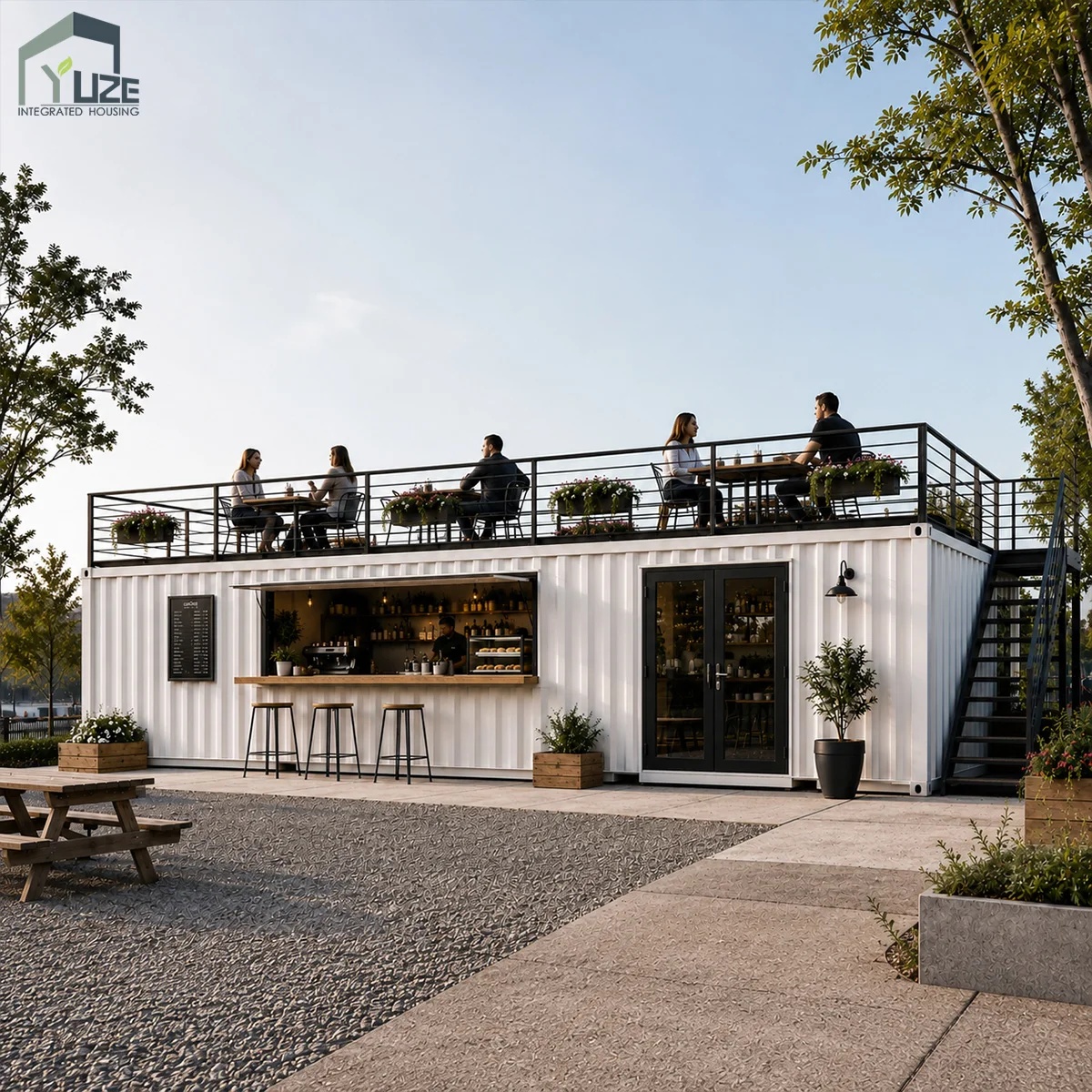 Creative Outdoor Café Container House Custom Design 2 Decker Coffee Shop Prefab