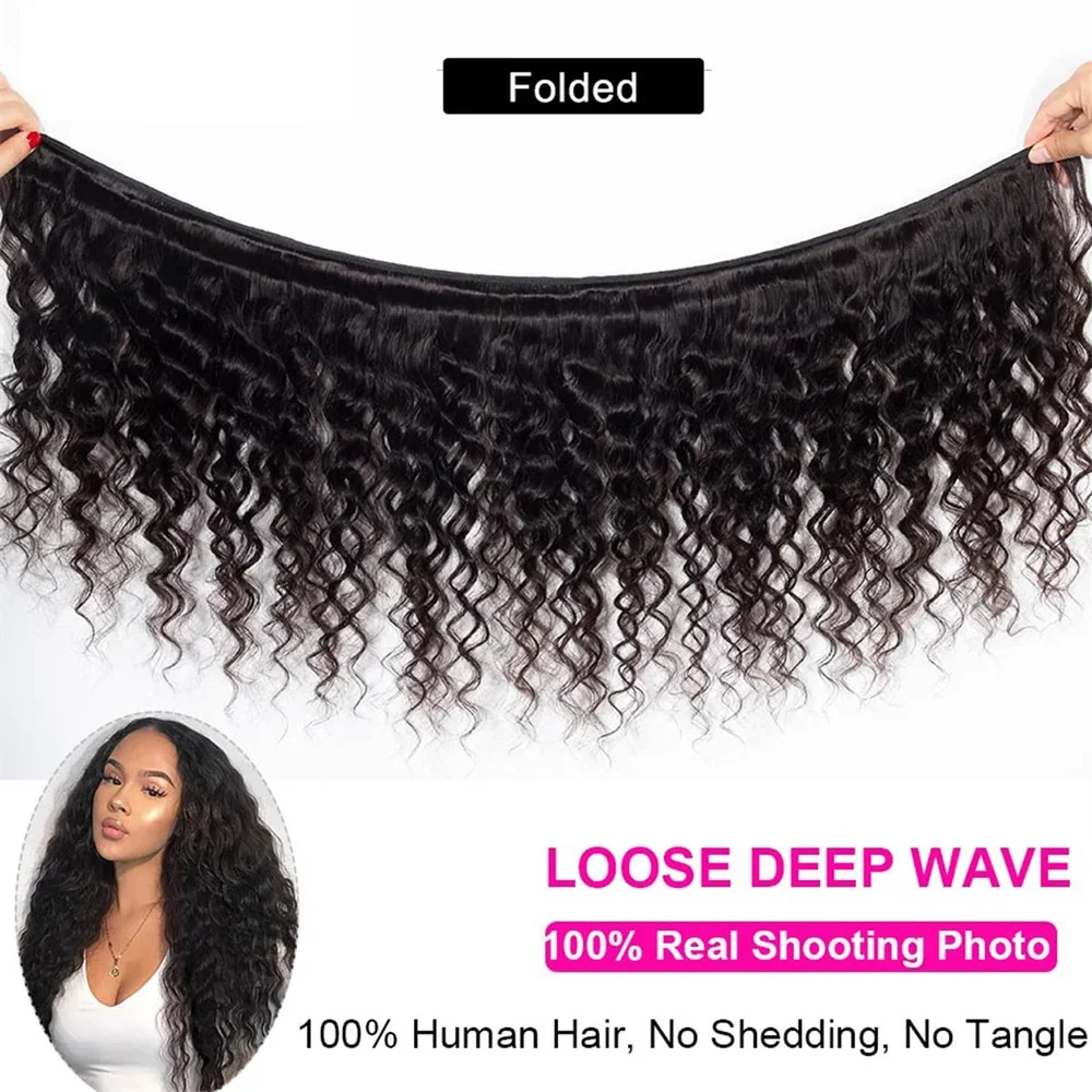 Extensions de cheveux Loose Deep Wave Cheveux brésiliens Remy Tissage en lot 8-32 pouces Cheveux humains bruts 1/3/4 Offre pour femmes noires_voghion.com