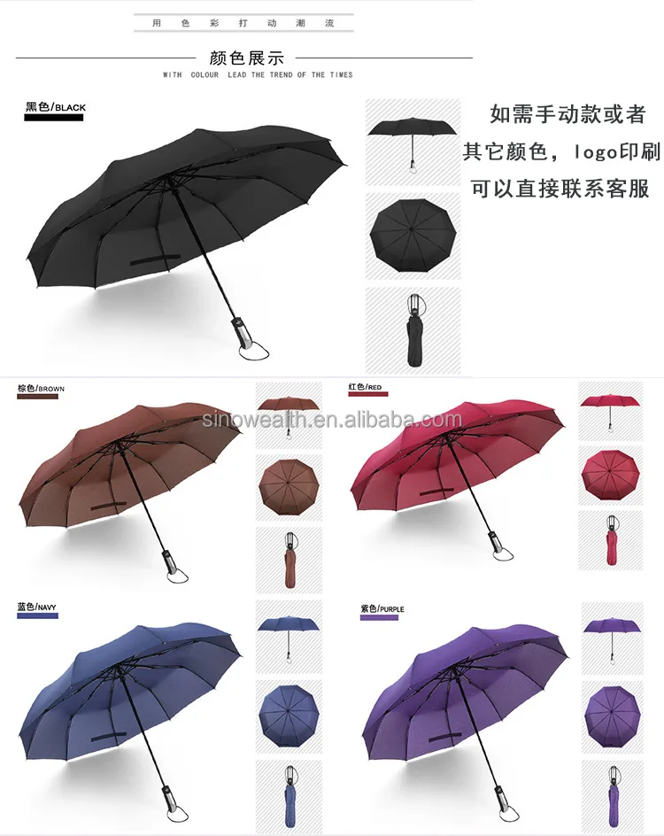 Factory Price Supplier Travel Umbrella Black Pongee Waterproof Auto