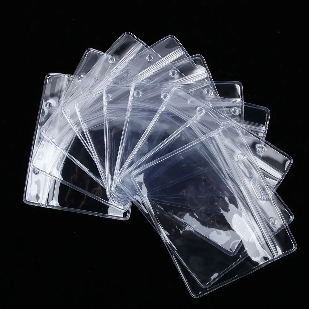 5 PCs Clear Plastic Horizontal ID Card Holder with ZIPPER ***AUSSIE SELLER***