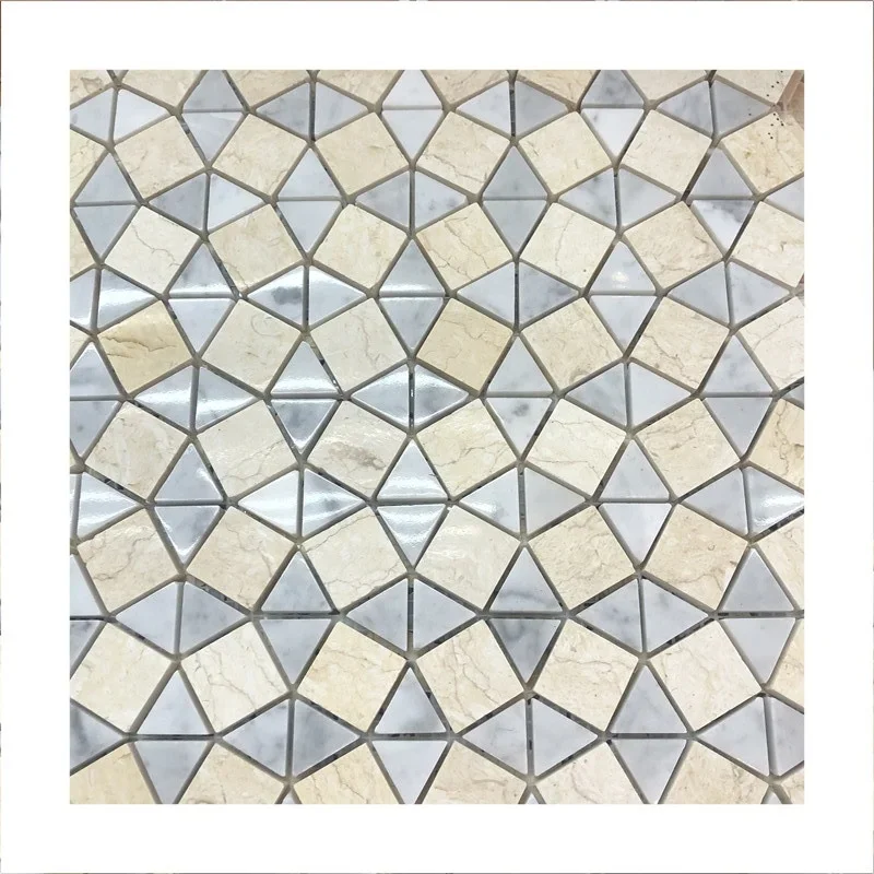 กระเบื้องโมเสกน้ำพุ 3 มิติ หินอ่อนสีขาว กระเบื้องโมเสกน้ำพุหินอ่อนสีทอง สำหรับตกแต่งผนังโรงแรม