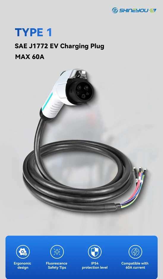 Shineyou 60a Ac Type 1 Ev Plug(sae J1772) Ev Charger Compatible Charger