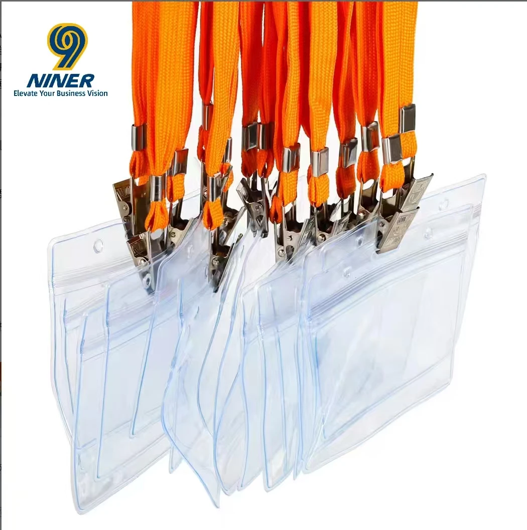 Wholesale Transparent PVC Jacquard ID Card Holder Lanyard with Hook Eco-Friendly & Lightweight