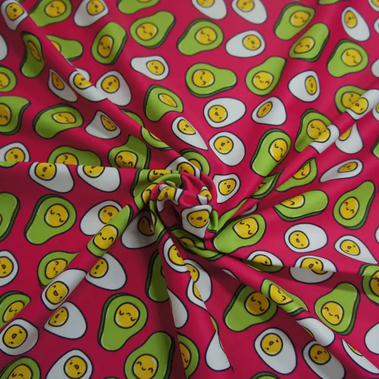 Avocado Fruit Pattern Polyester Sublimation Printed Fabric for Sports Tights