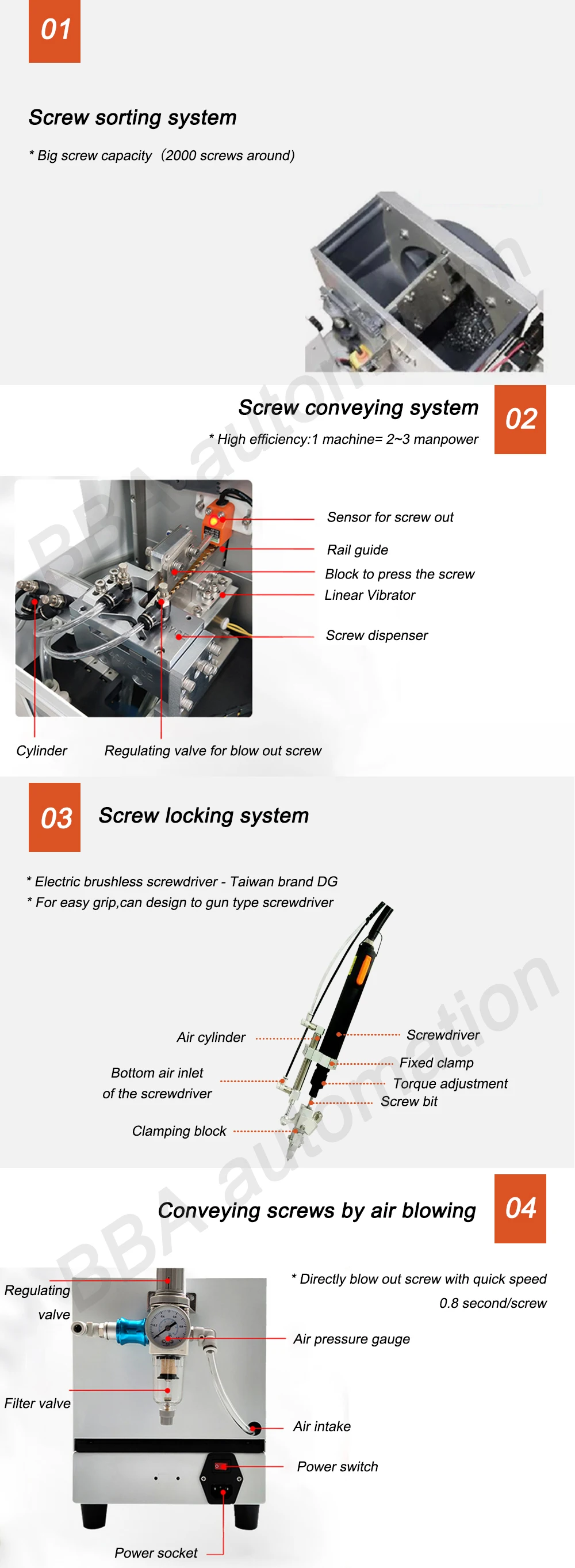 Bba Easy Operation Automatic Screw Feeder Machine Auto Feed Screw Gun Handheld Screwdriver