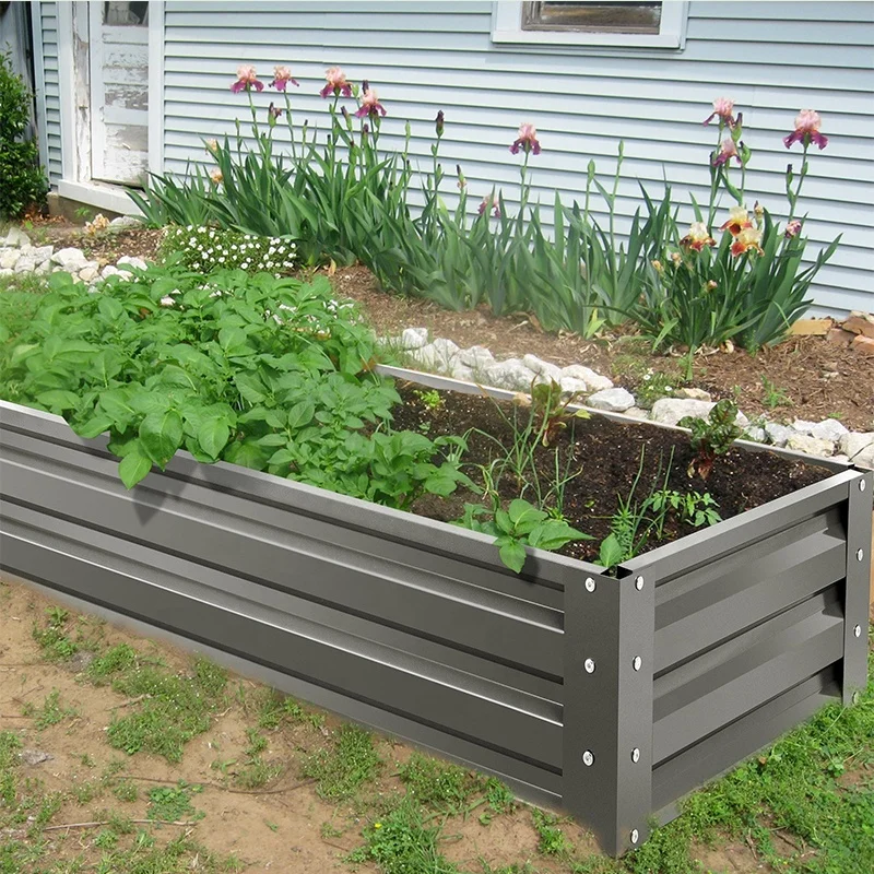 Galvanized Steel Garden Bed Kit Outdoor Planter Box Metal Raised Garden