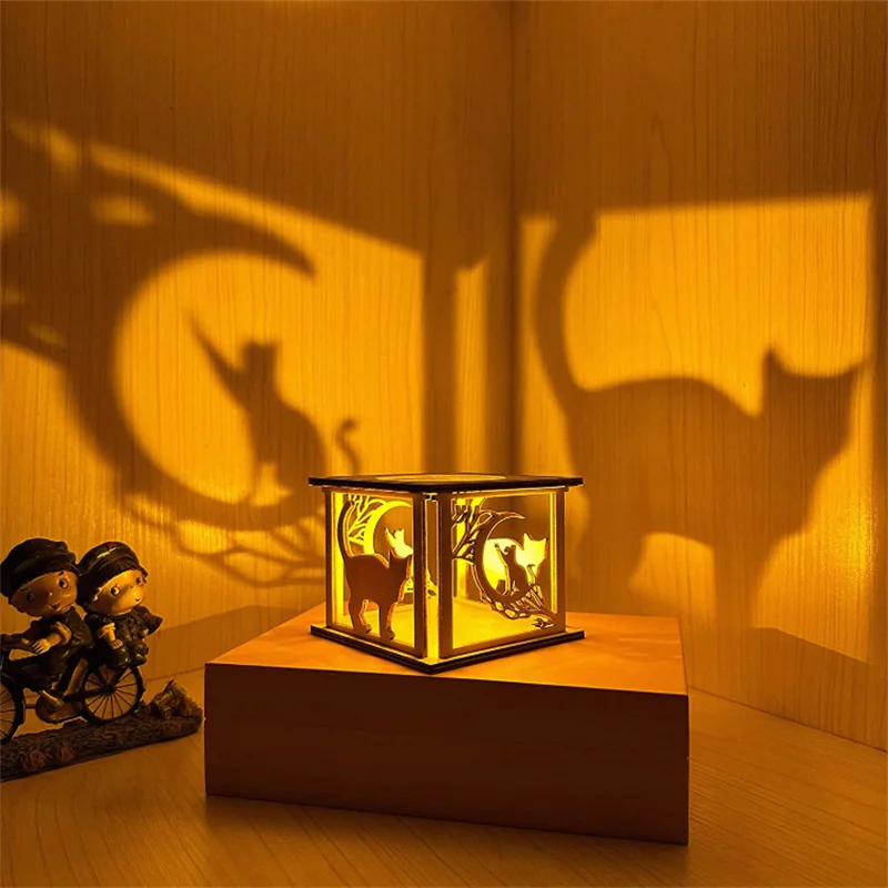 Handmade Wooden Block Candle Holder Decor Pattern Carving Wood Candle