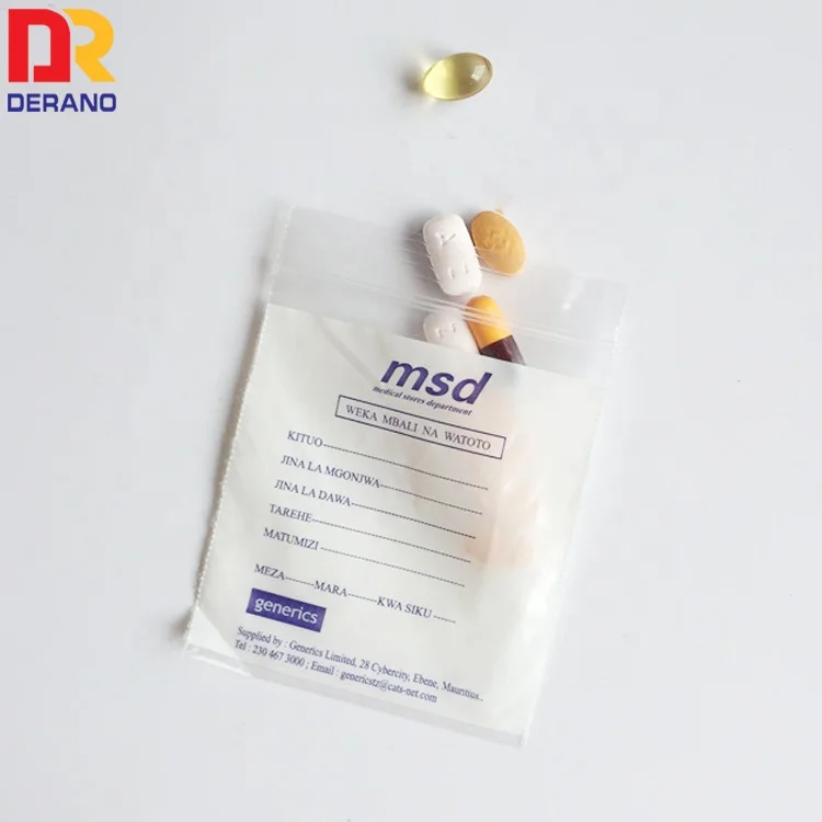 LDPE Plastic Small Size Medicine Bag Drug Packing Airtight Dispensing Envelopes Plastic Ziplock Pill Bag