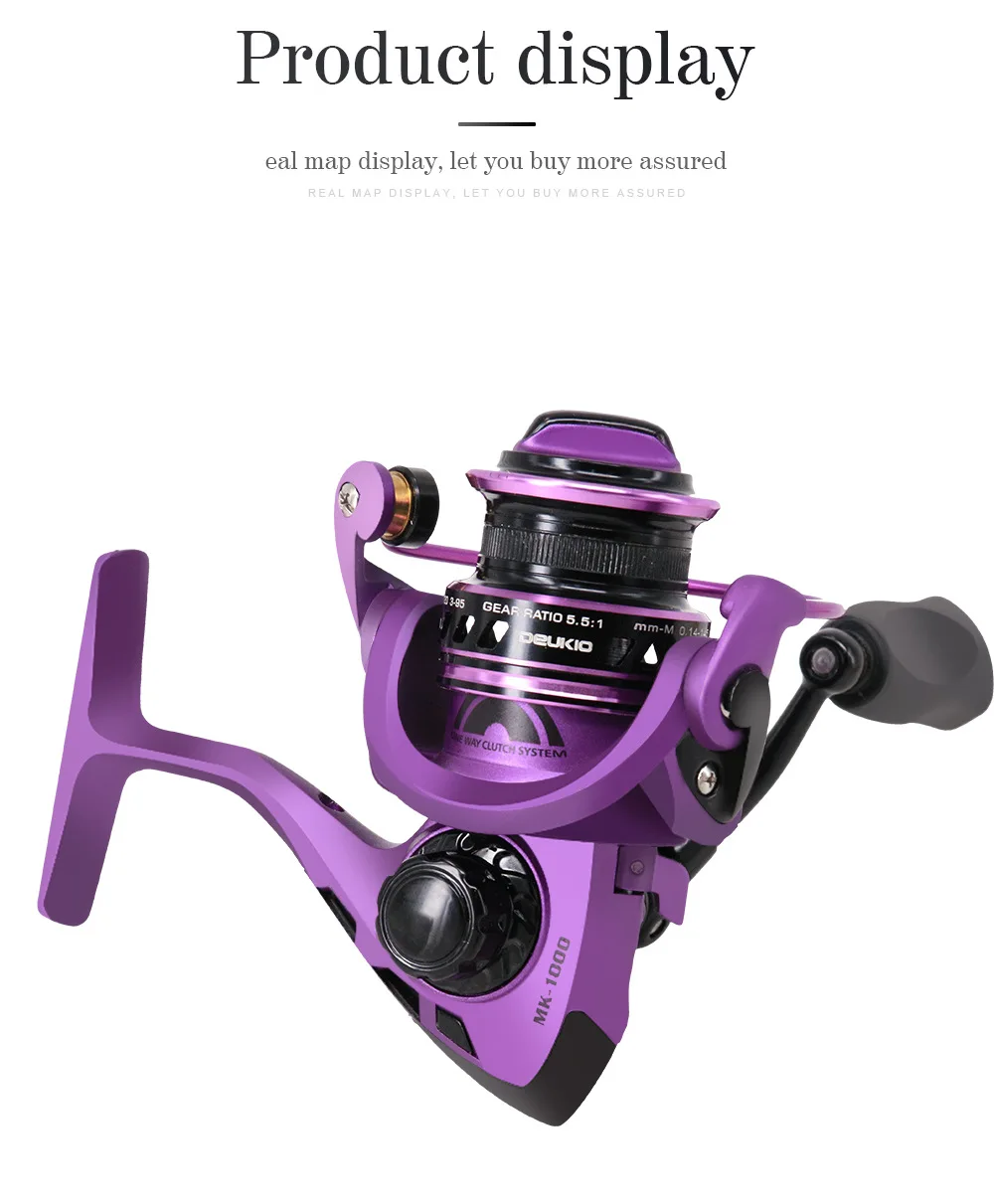 Sky Line Purple Spinning Reel - 3+1 BB, 22 Lb Drag, 5.1:1 Gear Ratio, Lightweight Graphite