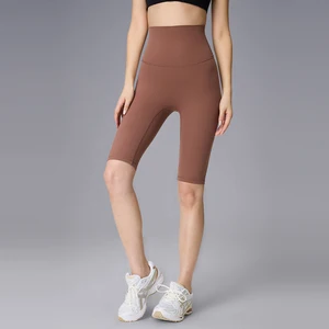 Women High Waist Spandex/Nylon Shorts Scrunch Butt Compression Running Shorts Elastic Waist Yoga Gym Leggings Biker Shorts Women