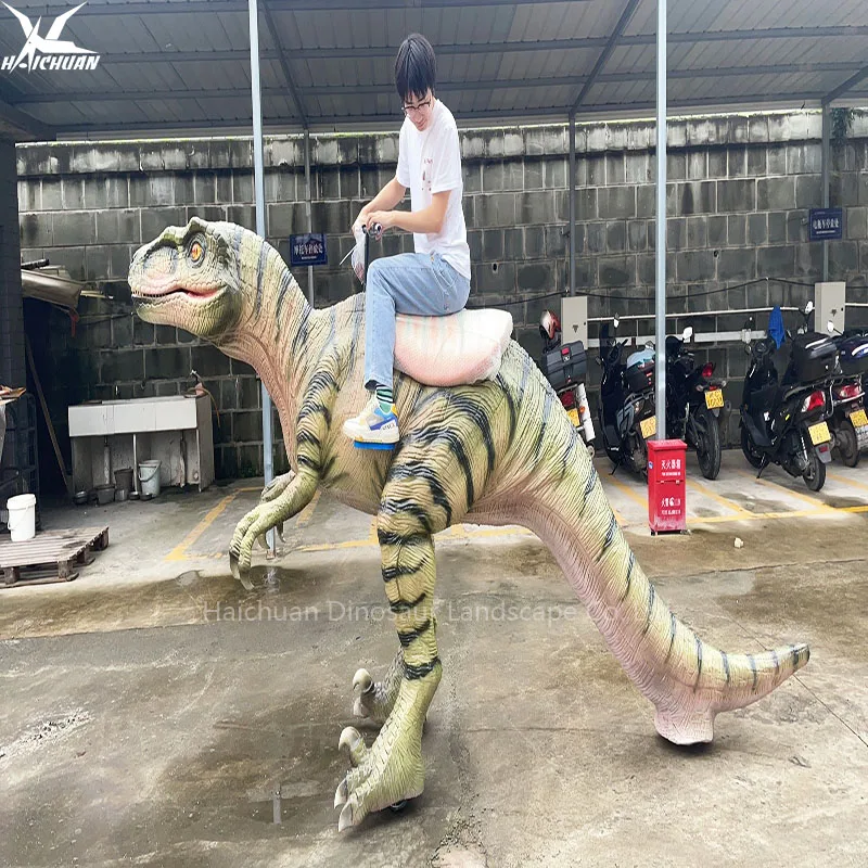 Haichuan New Design Three Wheels Life Size Animatronic Dinosaur Ride Machine for Mall Amusement Park Kids Adults Ride on Dinos