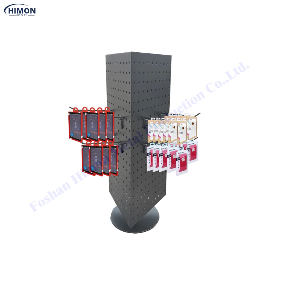 3 Sides Pegboard Small Rotating Spinner Magnet Display Counters for Retail Stores Tabletop Rotary Display Stand