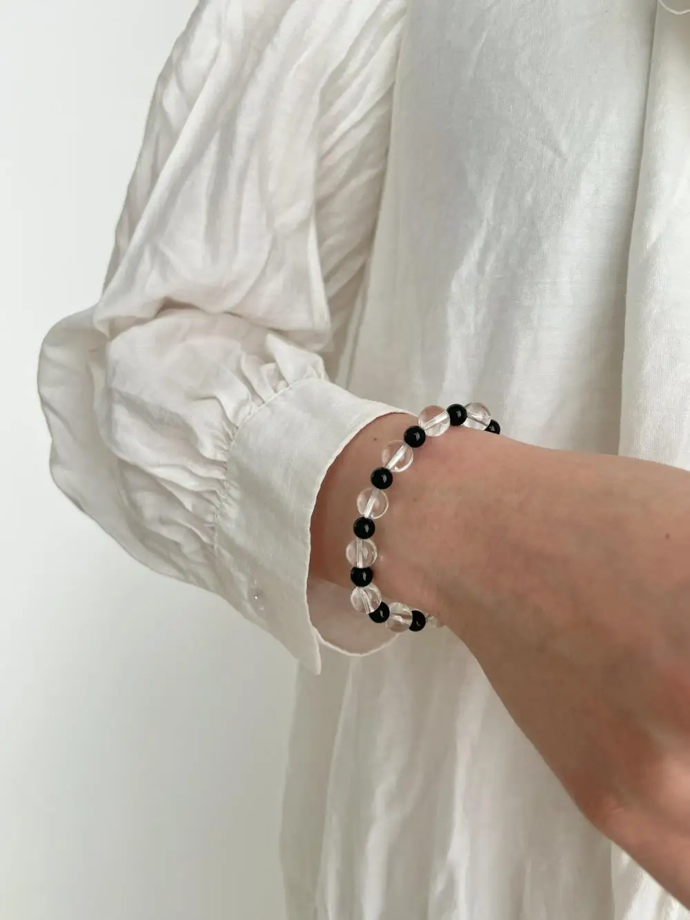 KAKODIY jewelry bracelet 8.6mm crystal beaded bracelet black and white plaid detail 7