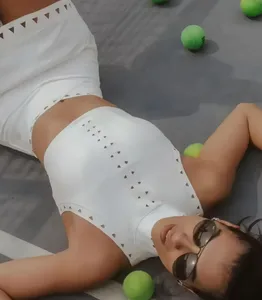 Custom LOGO Sexy Ladies Women 2 Piece Tennis Dress Workout GYM Fitness Active Wear Sport Skirt Tennis Skirt Set for Women Girl