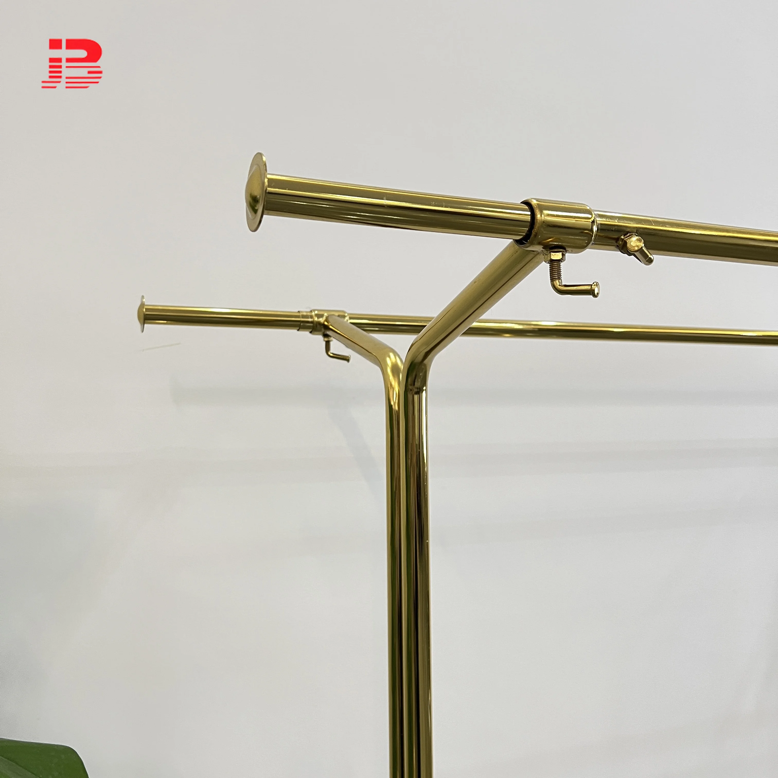 New arrivals clothing display golden rail garment rack modern style hanging rack factory