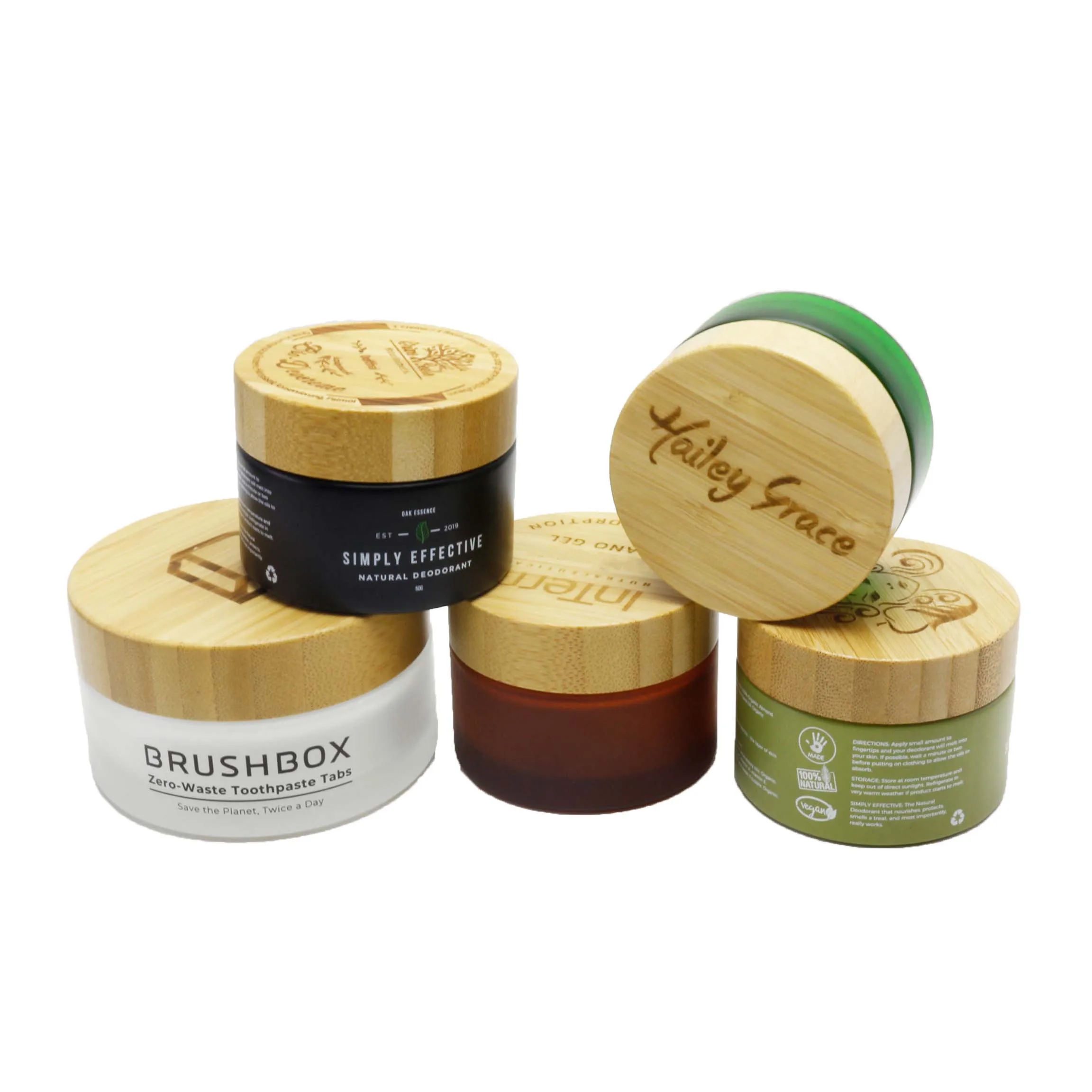 5g 15g 30g 50g 100g Clear Green Amber Cosmetic Frosted Glass Jars