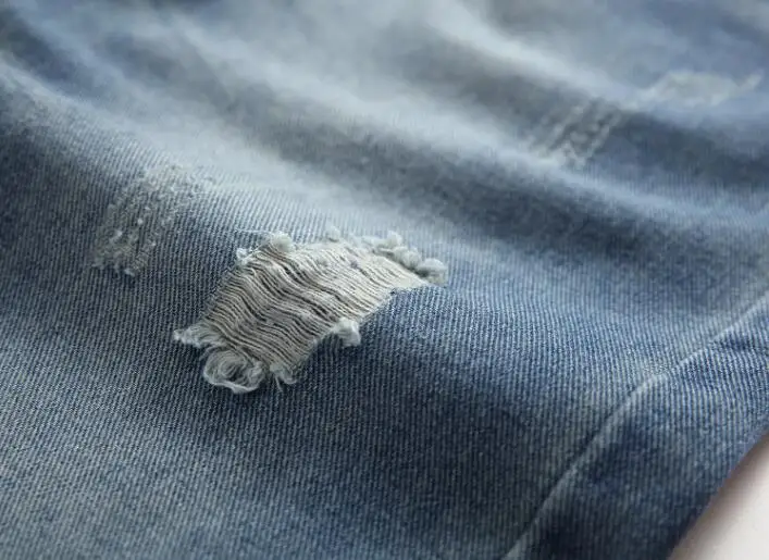 Custom Logo Worn ripped jeans European and American fashion trendy men's high-end denim jeans