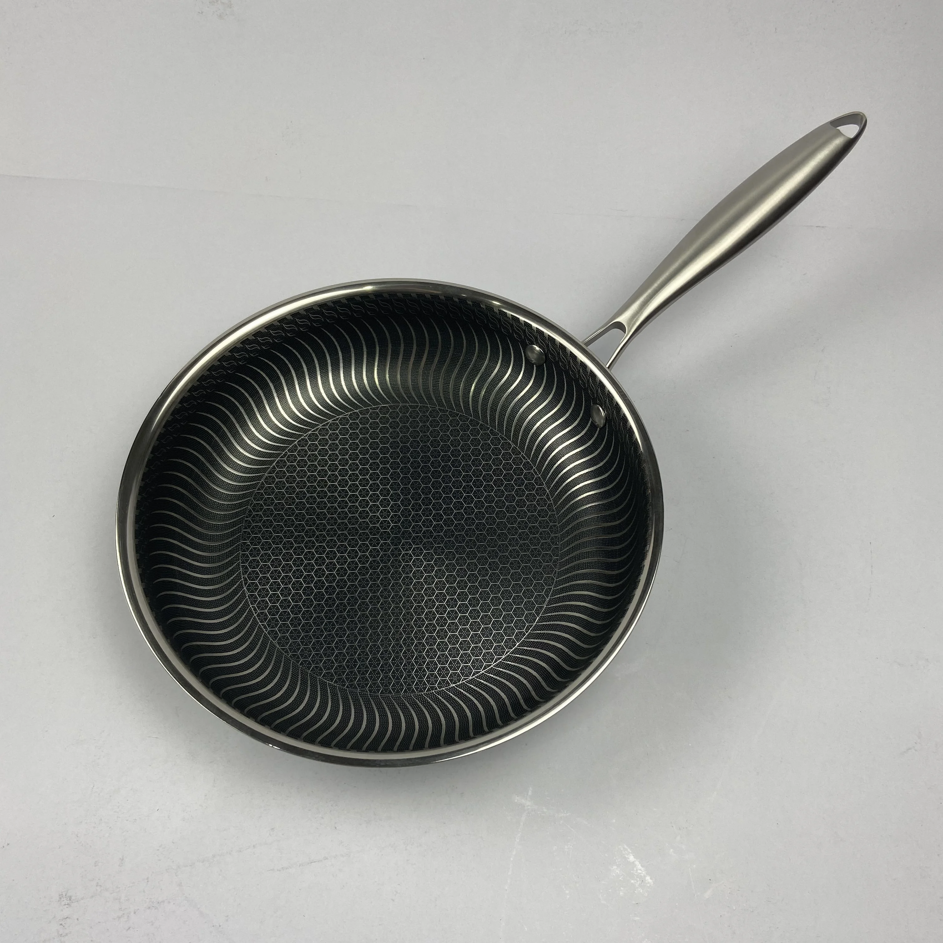 26 28 30 32cm Grill pan Food grade 304 stainless steel Honeycomb frying pan with stainless steel handle