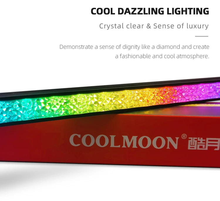 COOLMOON Diamond Ray 280mm Addressable 5V ARGB led strip Motherboard SYNC color Magnetic LED light bar for computer case