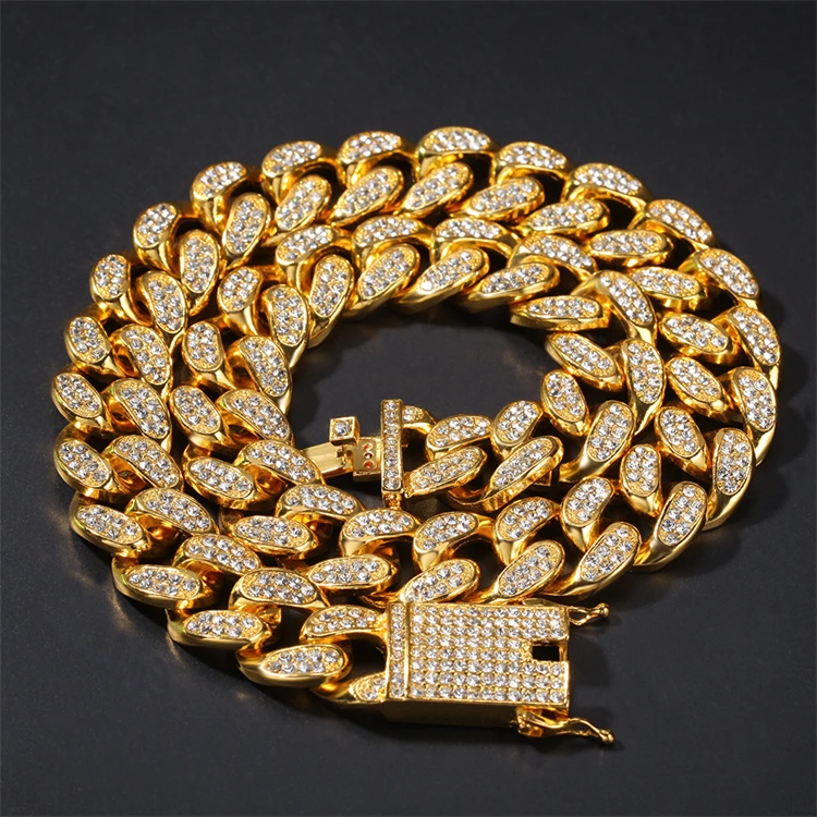 domineering exaggerated miami cuban link chain diamond chains