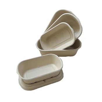 100% Compostable 700ML Bagasse Take Out Food Containers, Made From Eco-Friendly and Biodegradable Sugarcane Fibers