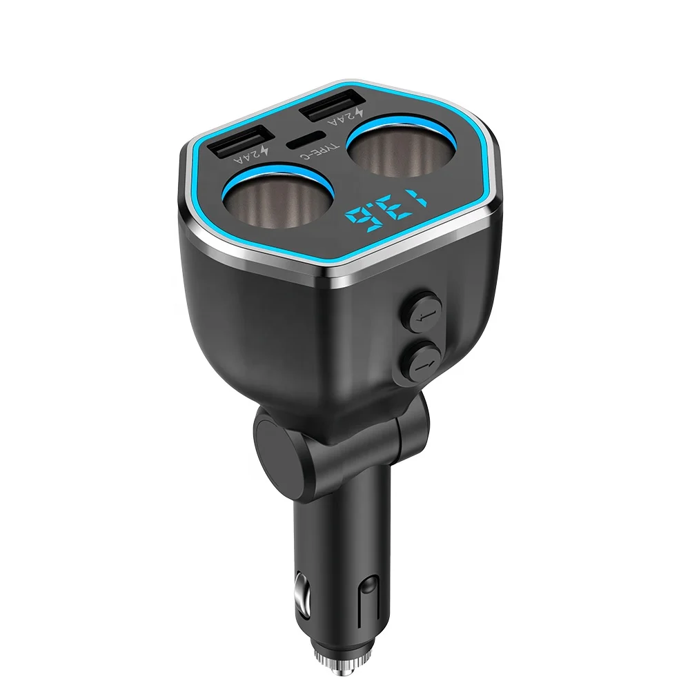 e cigarette usb 12V/24V 2 Cigarette Lighter Splitter QC3.0+2.4A+PD3.0 USB C Car Charger  Adapter Multi Power Outlet With LED Voltmeter for Car