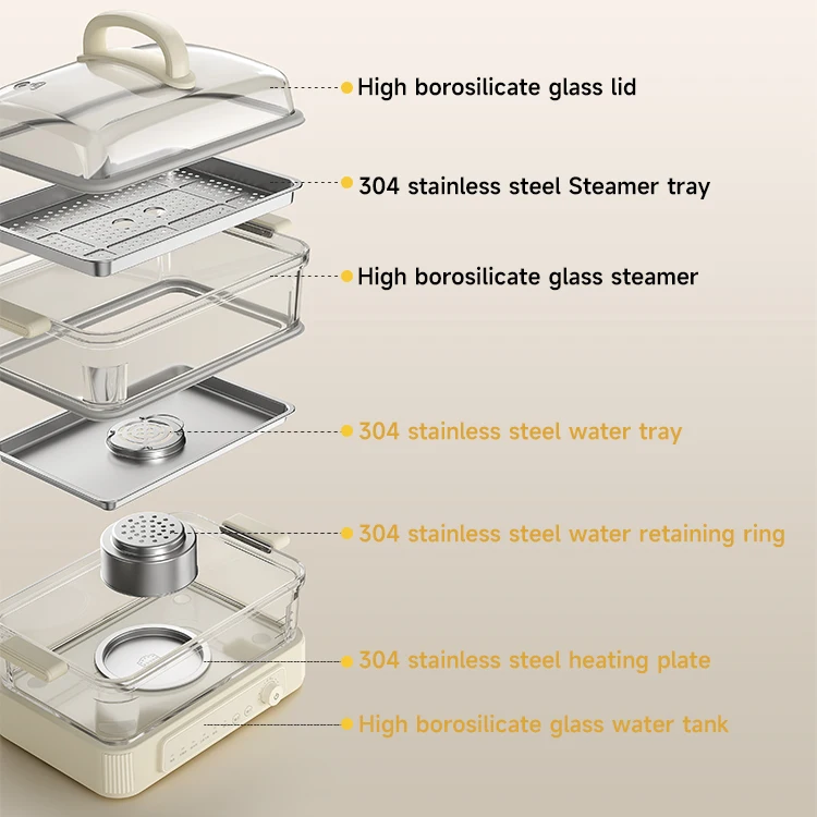 Factory Steamer Foldable Electric Digital Timer Control Mini Steam Cooker 3 Layer Food Steamer