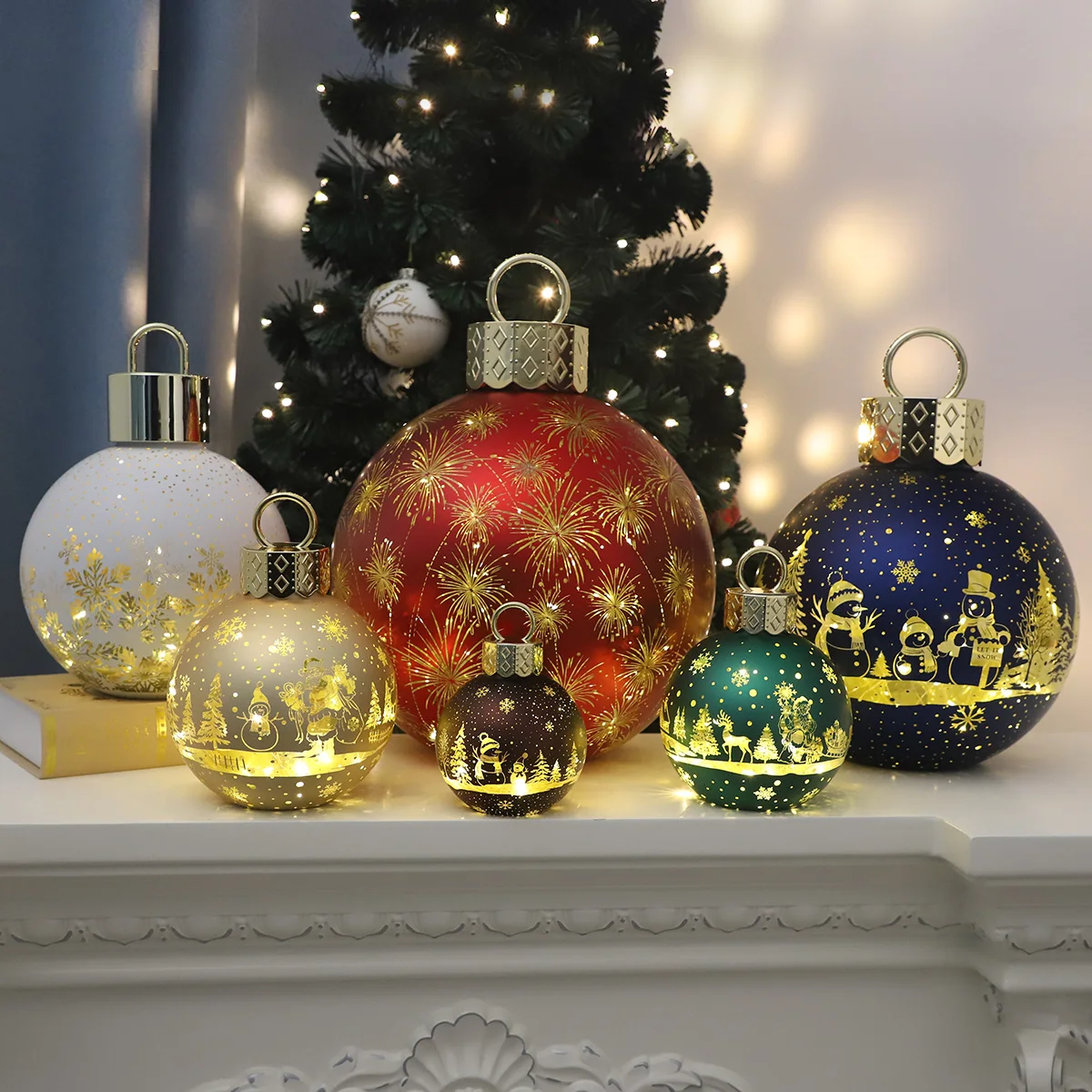 personalized new set custom handmade christmas ornaments ball large lights glass decoration