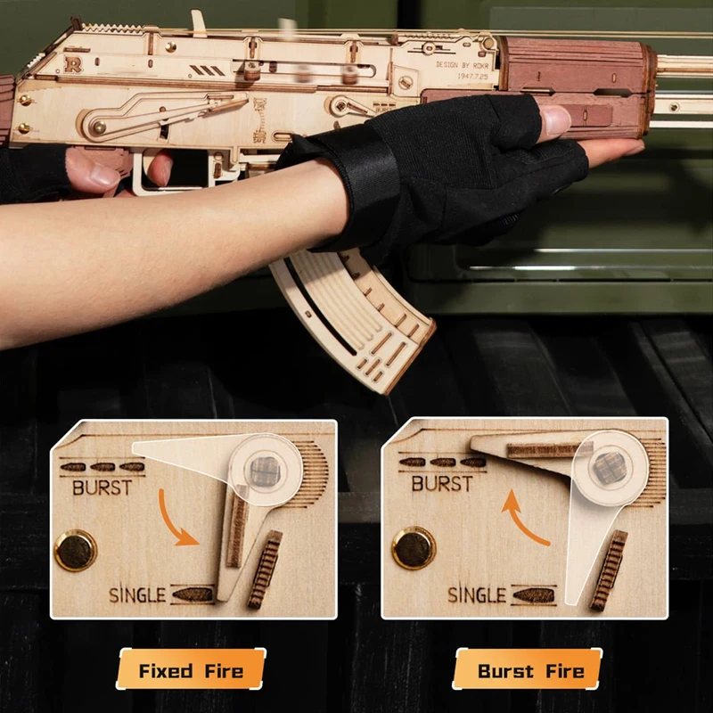Robotime Rokr US Warehouse 3D Wooden Puzzles LQ901 Rubber Band Gun Model Kit Toy Guns for Adults