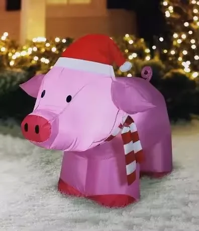 High Quality Customized LED Christmas Decorations Inflatable Pigs for Advertising