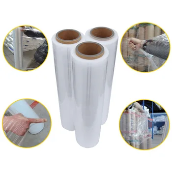 LLDPE Stretch Film 50cm*300m*20mic Translucent Soft Plastic Packaging for Painting Aerosol Industrial and Chemical Use