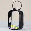 Negro-Cuadrado-Campana con el anillo y el POM-POM