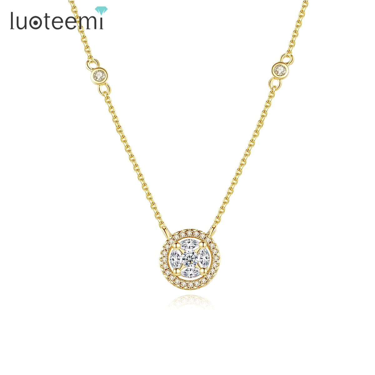 LUOTEEMI Gold-Plated Cubic Zircon Necklace