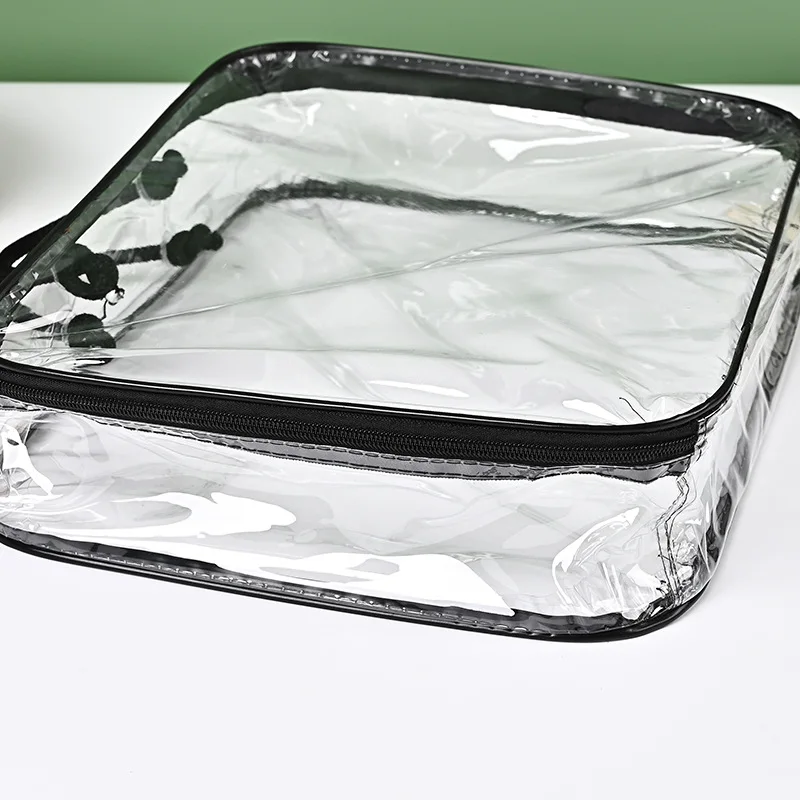 Пользовательский логотип ПВХ Zip Lock сумка для хранения с металлической молнией многоразовая прозрачная пластиковая постельного белья и обуви