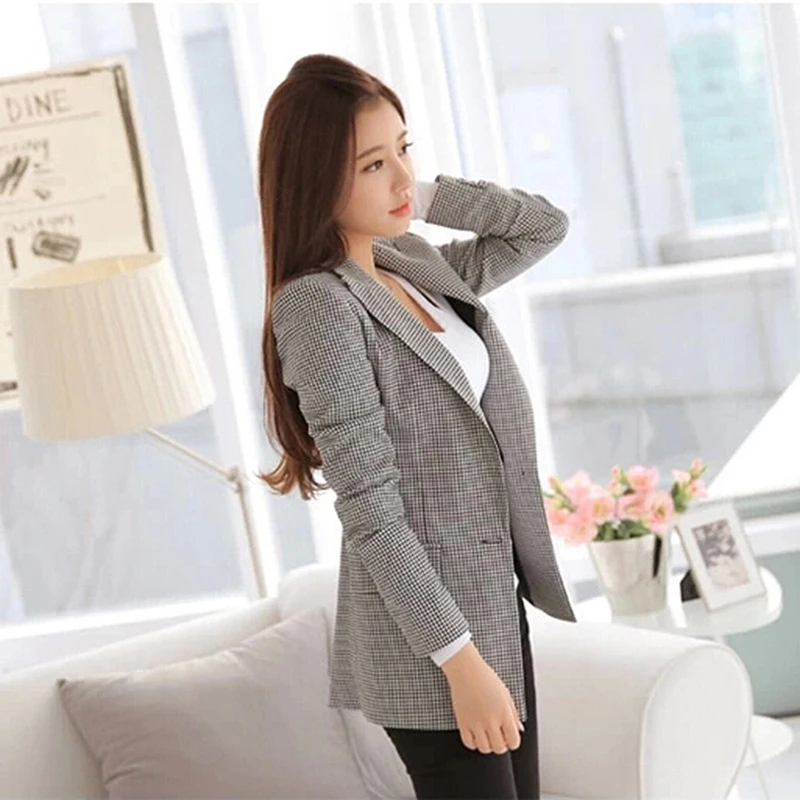 Latest Design Women Fashion Plaid Blazer Elegant Coat Suit Long Sleeve ...