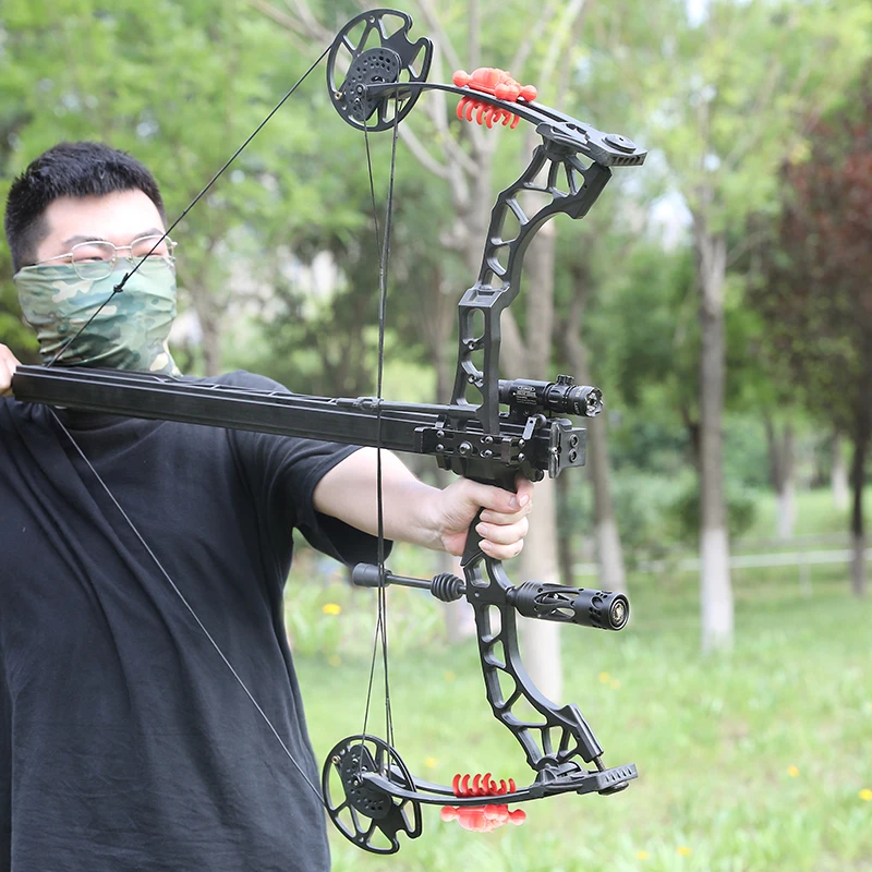 Powerful Compound Bow Metal Shooting Catapult Continuous Fire Magazine Steel Ball or Arrow for Outdoor Small Hunting Game