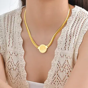 New Trendy Nk Chain Saint Judas Round Pendant Religious All-match Stainless Steel Encryption Pendant Necklace