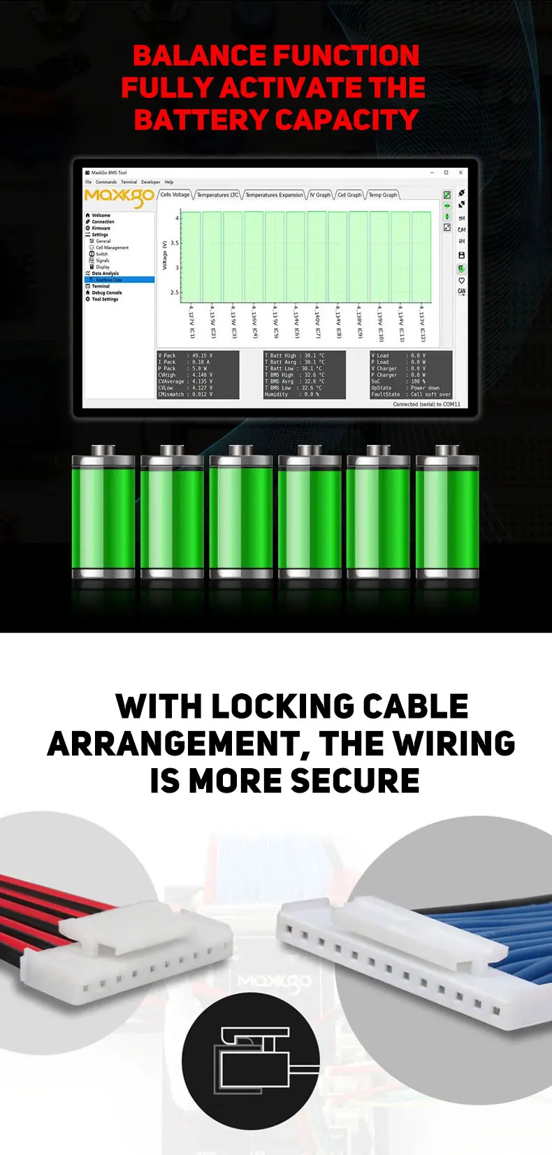 Maxkgo Load Detection Function 4s 80a Bms Charging Voltage Protection