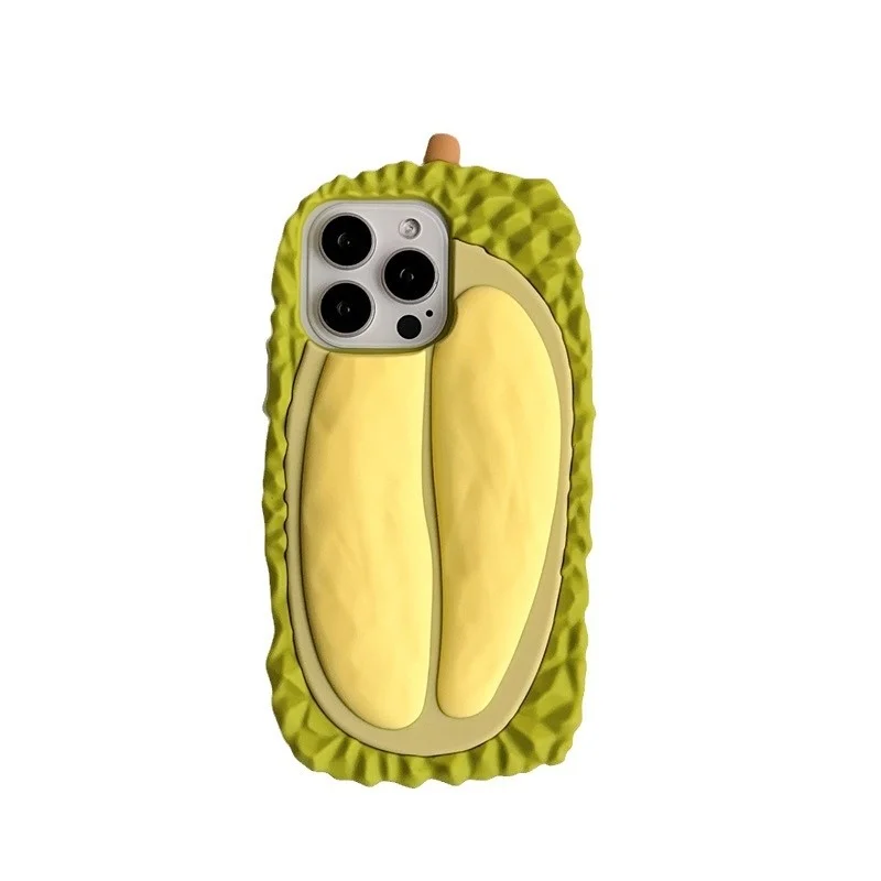 Étui de téléphone mobile en silicone fantaisiste en forme de durian pour iPhone 11 12 13 14 15 16 Pro Max Plus Pour personne fruit  