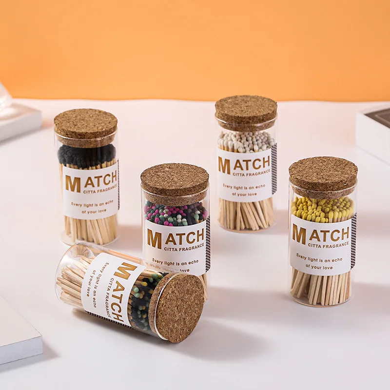 Customized Safety Matchstick Bottles Candle Colored Match Glass Bottles ...