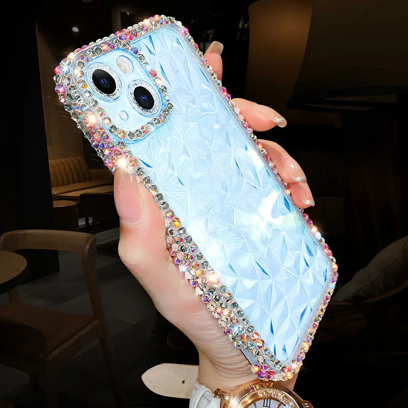 Cute Bling Crystal 3D Diamond Gems Mobile Phone Cases for iPhone 14 13 12 11 Pro Max XS XR X 7 8 Plus SE 2020 Diamond Covers details