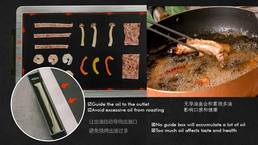 Portable Smart Glass-Ceramics Temperature Control Non-Stick SMOKELESS Electric Grill Oven Pan Hot Pot  Grill BBQ