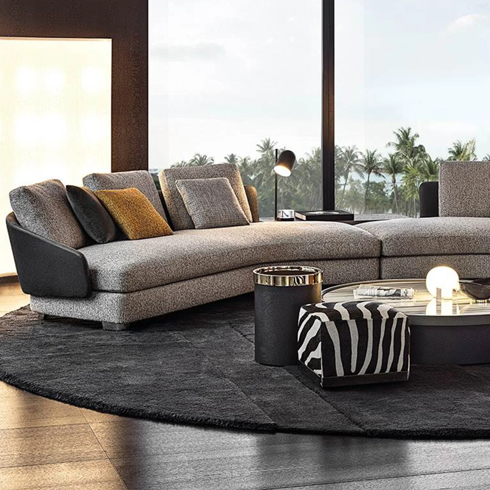 Customized Zebra Pattern Velvet Foot Pouf Stool Ottoman for Living Room