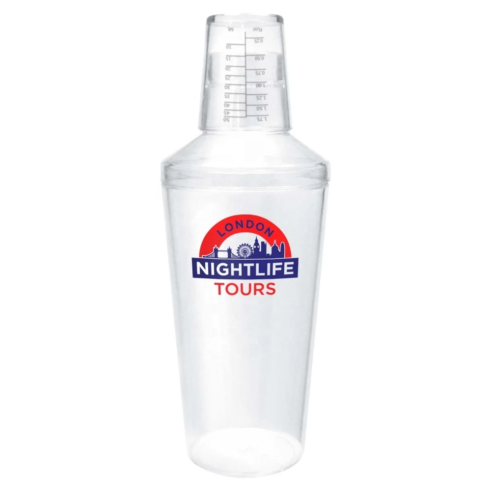 750 ml 500ML Clear Plastic Personalized Cocktail Shakers