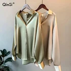 QINSI Women Longsleeve Dress Shirt Plus Size Woman Overshirt Spring 2021 Womens Clothing Silk Shirt Vintage Blouse